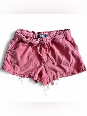 Rewash terracotta woman’s linen shorts with tie waist and frayed hem Sz S